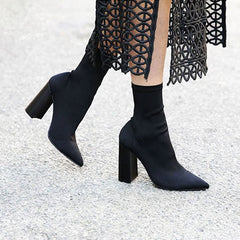 Thick Heel Sock Boots Ankle Boots