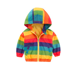 Rainbow Zipper Hooded Jacket