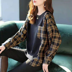 Plaid Stitching Knitwear