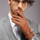 Leather Men's Woven Thin Gloves