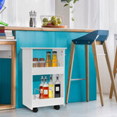 Slim Rolling 3-Tier Bathroom Mobile Shelving Cabinet Wih Handle