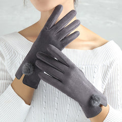 Suede Warm Finger Gloves