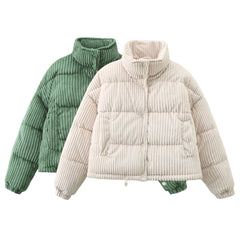 Warm Corduroy Puffer Jacket Coat