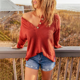 Button Half-Open Collar Slim Fit Sweater