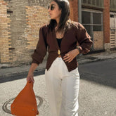 V-Neck Button Knitted Cardigan Sweater