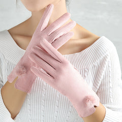 Suede Warm Finger Gloves