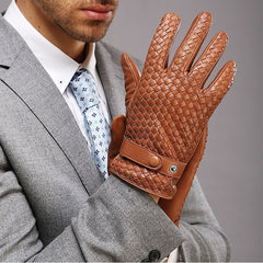 Leather Men's Woven Thin Gloves