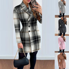 Long-Sleeved Double-Breasted Printed Coat