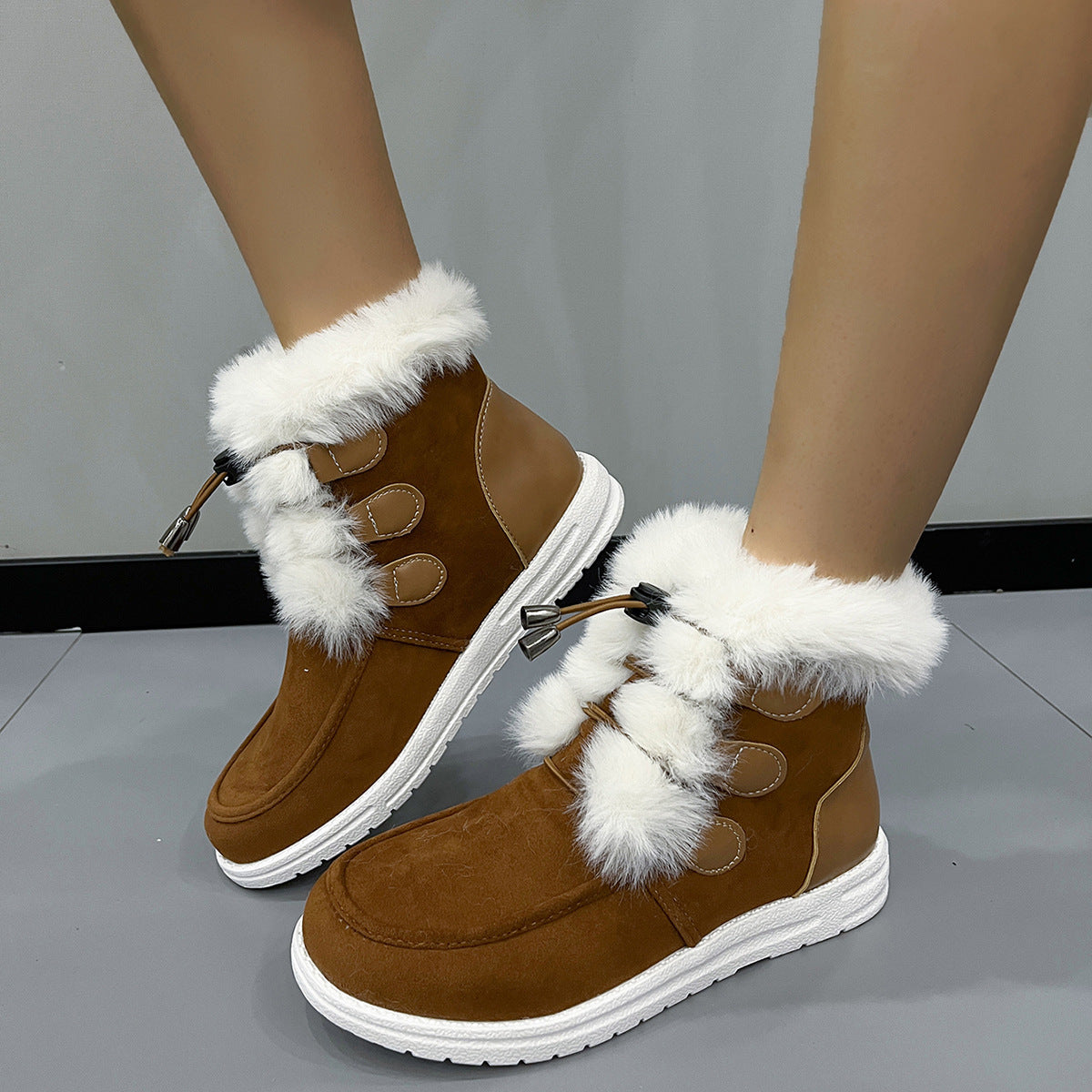 Winter Warm Plush Round Toe Cotton Shoes