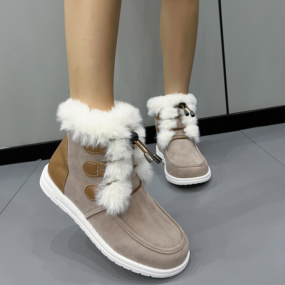 Winter Warm Plush Round Toe Cotton Shoes