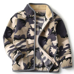 Kids' Thick Fur Printed Zipper Coat