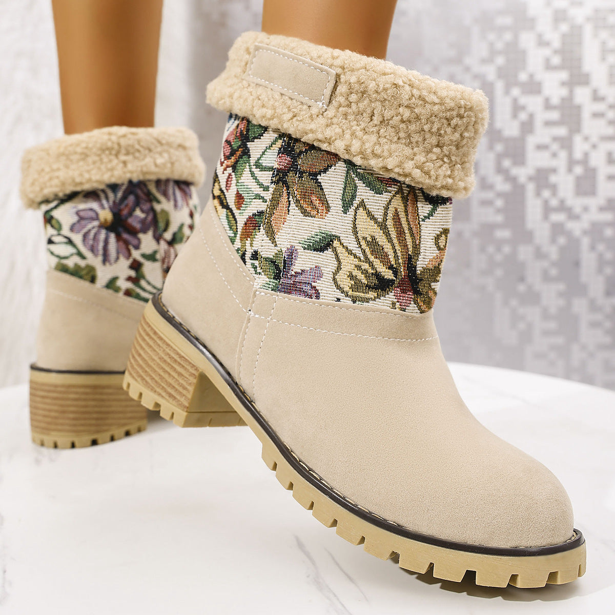 Ethnic Style Winter Warm Cotton Shoes