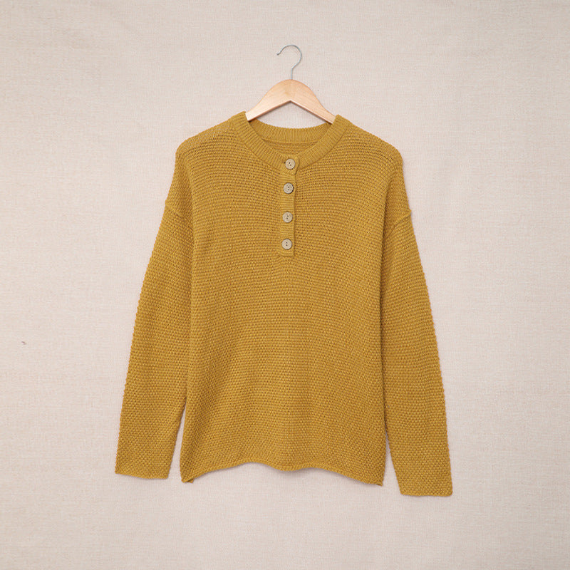 Button Half-Open Collar Slim Fit Sweater
