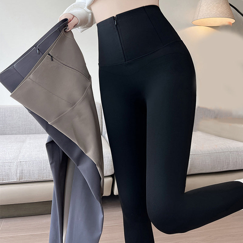 Winter High Waist Slim Zipper Pants
