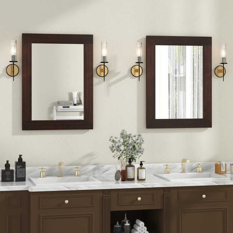 Wood Framed Wall Mirror for Bedroom Living Room Vanity Entryway