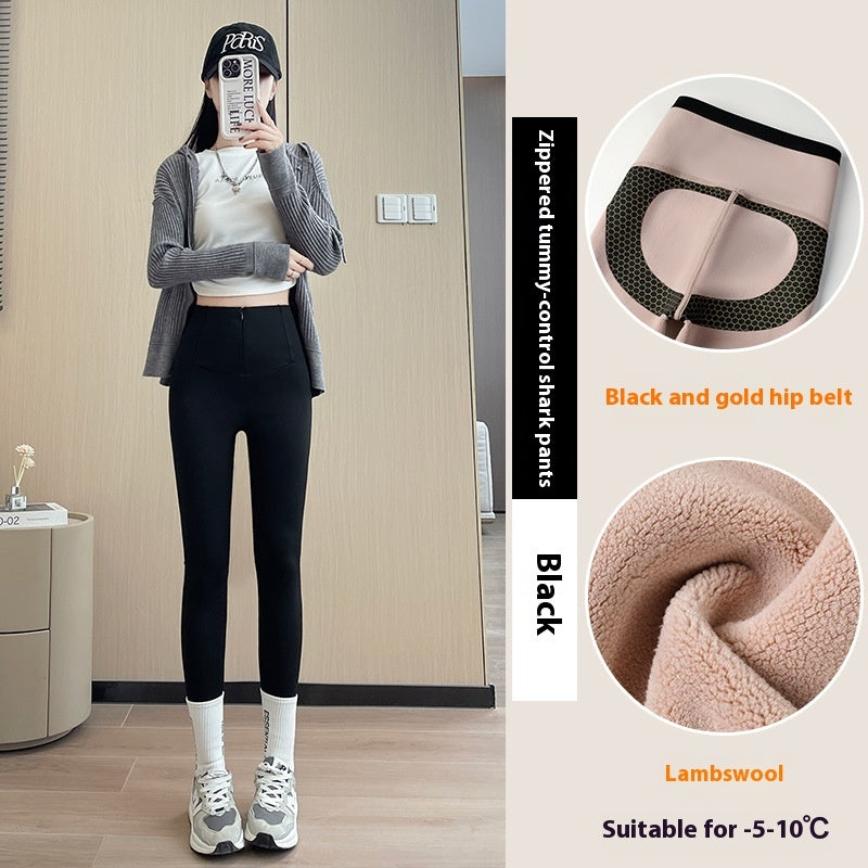 Winter High Waist Slim Zipper Pants