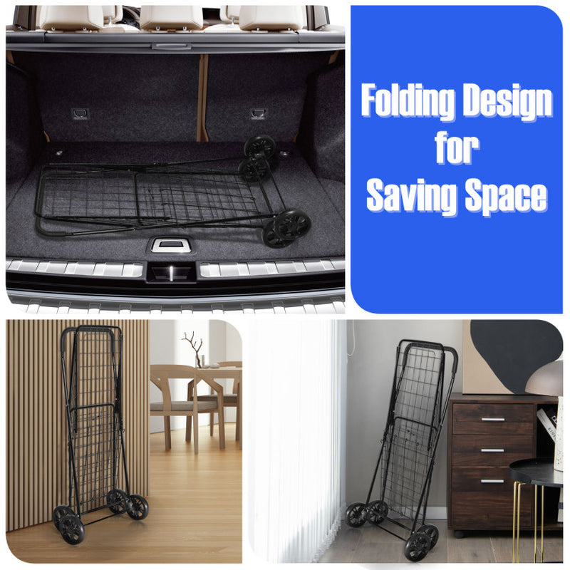 Portable Folding Shopping Cart Utility for Grocery Laundry