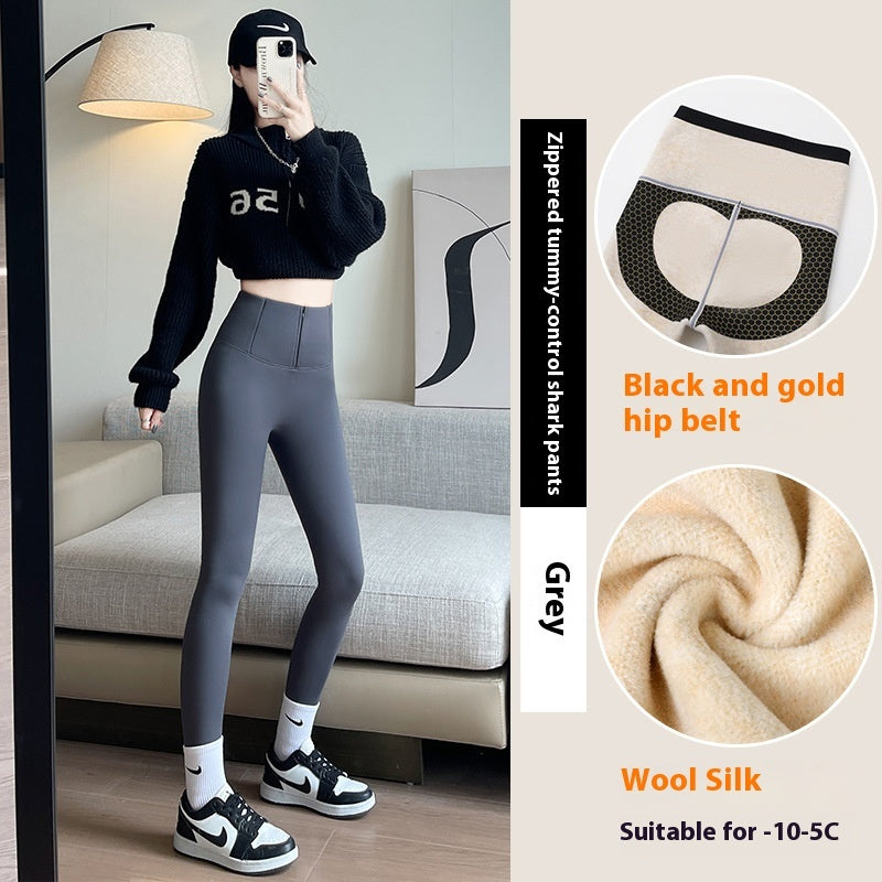 Winter High Waist Slim Zipper Pants