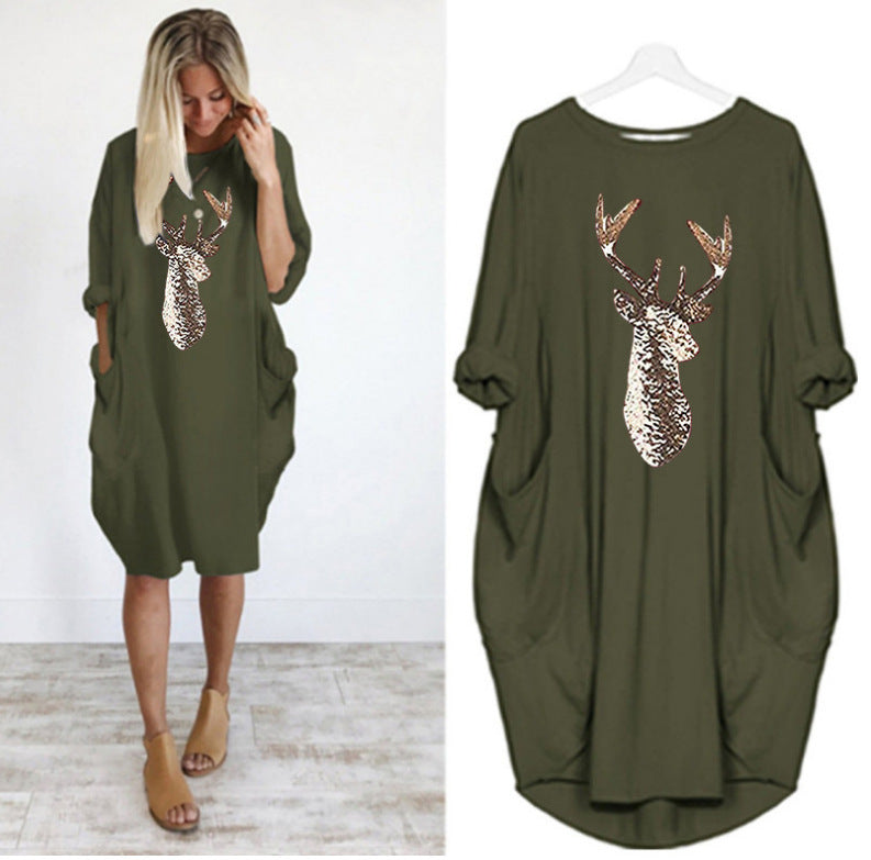Christmas Pattern Printed Sweater Dress