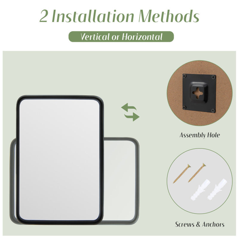 Rectangular Wall Mount Bathroom Mirror with Solid Steel Frame