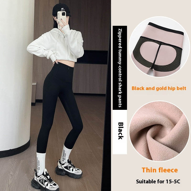 Winter High Waist Slim Zipper Pants