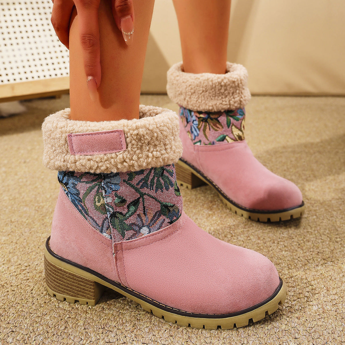 Ethnic Style Winter Warm Cotton Shoes