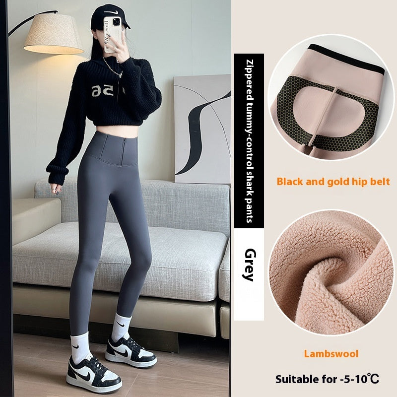 Winter High Waist Slim Zipper Pants