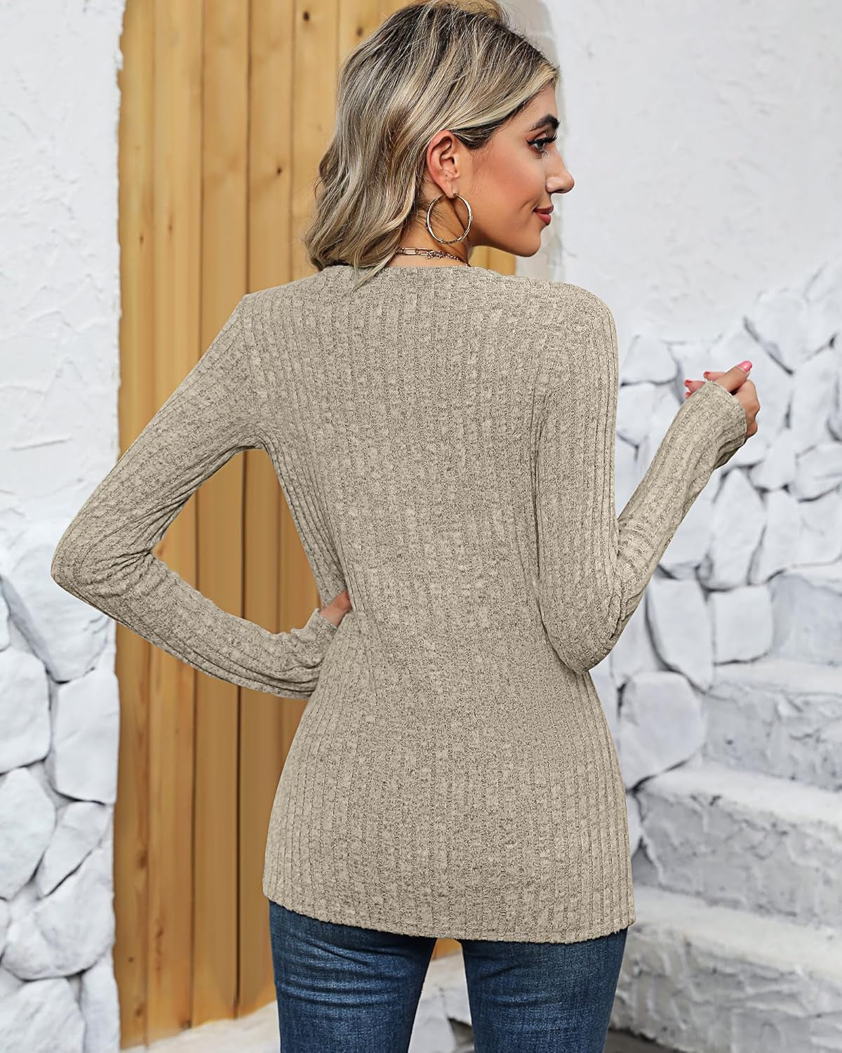 2 Pack Women'S Sweaters, Fall Long Sleeve Fitted Sweaters Cable Knit Light Tunic Tops Crew Neck Sweaters 2024 Trendy