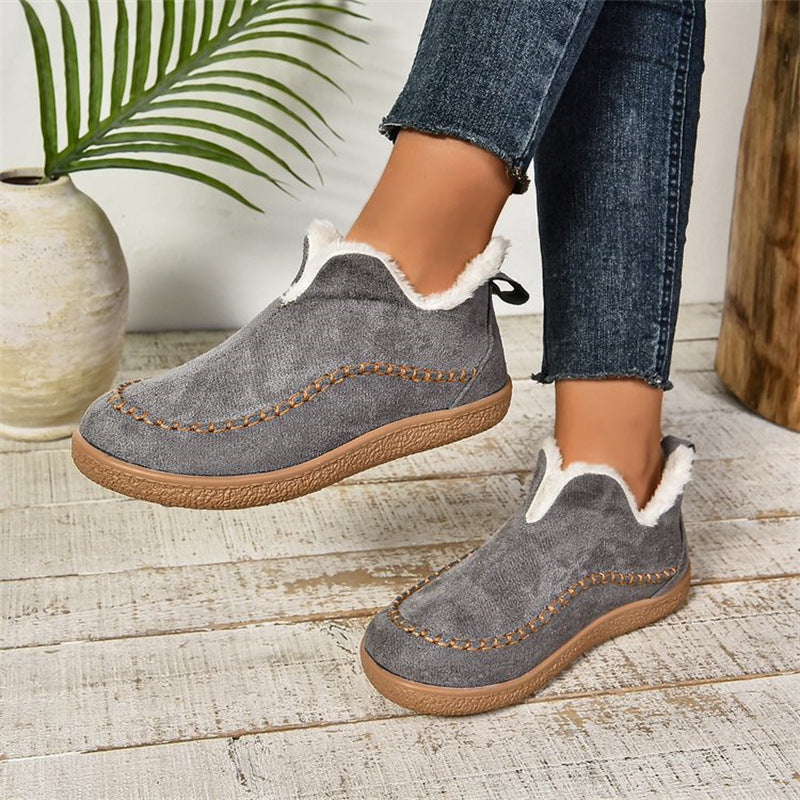 Fashion V-cut Plush Ankle Boots
