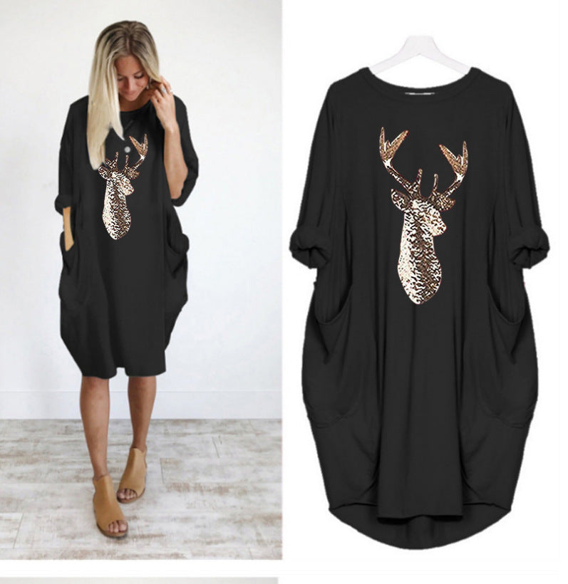 Christmas Pattern Printed Sweater Dress