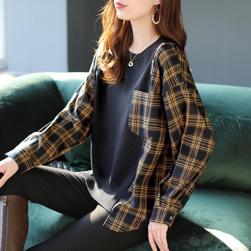 Plaid Stitching Knitwear