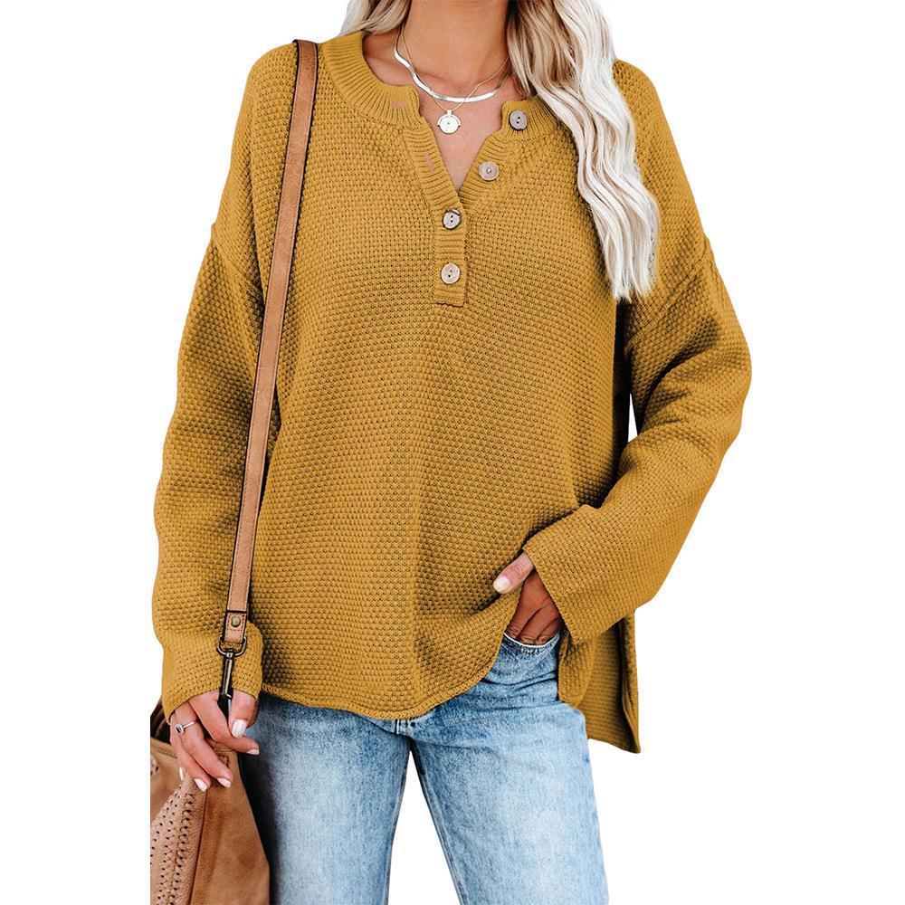 Button Half-Open Collar Slim Fit Sweater