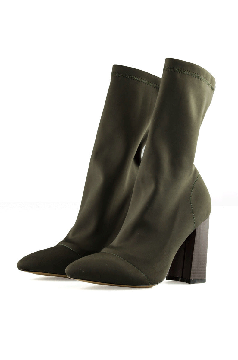Thick Heel Sock Boots Ankle Boots