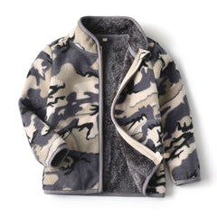 Kids' Thick Fur Printed Zipper Coat