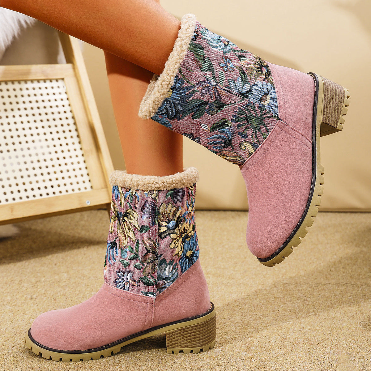 Ethnic Style Winter Warm Cotton Shoes