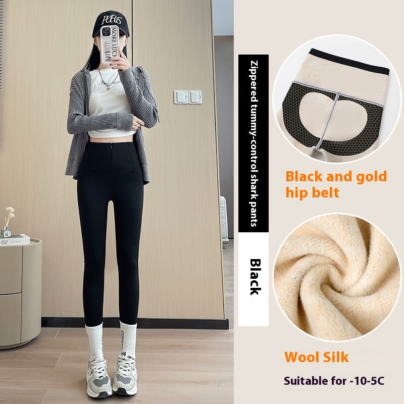 Winter High Waist Slim Zipper Pants