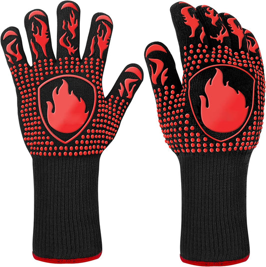 BBQ Gloves, Heat Resistant Oven Mitts Grilling Gloves - 1472℉ Extreme Heat Resistant, Oven Gloves Silicone