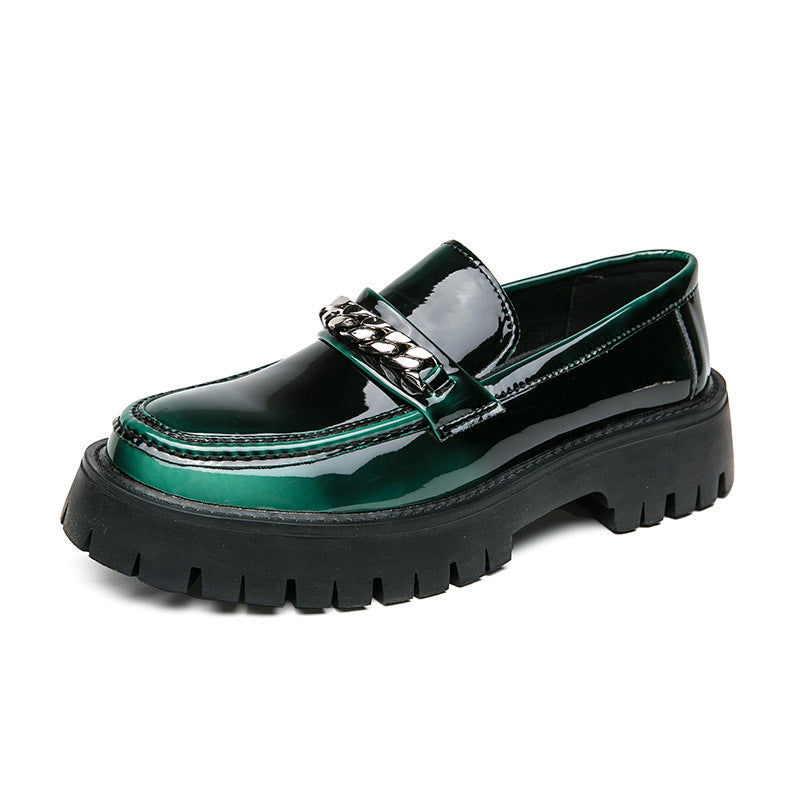 Thick Sole Patent Leather Glossy Casual Loafers