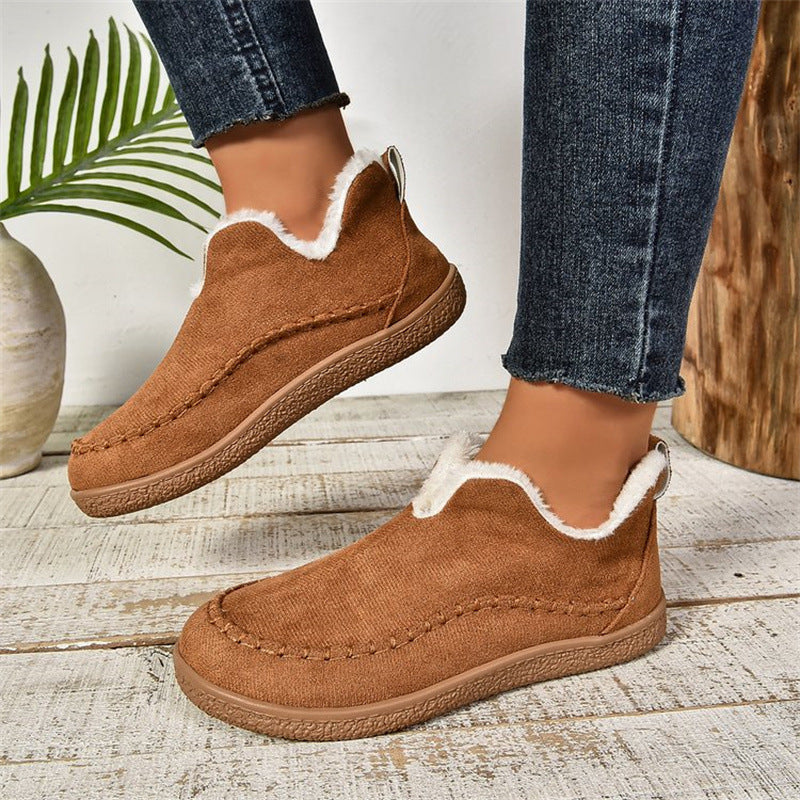 Fashion V-cut Plush Ankle Boots