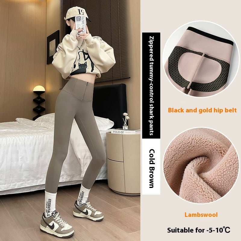 Winter High Waist Slim Zipper Pants