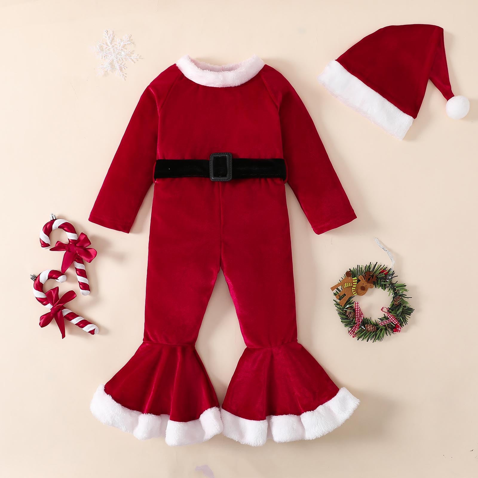 Christmas Long-Sleeved Flared Dress