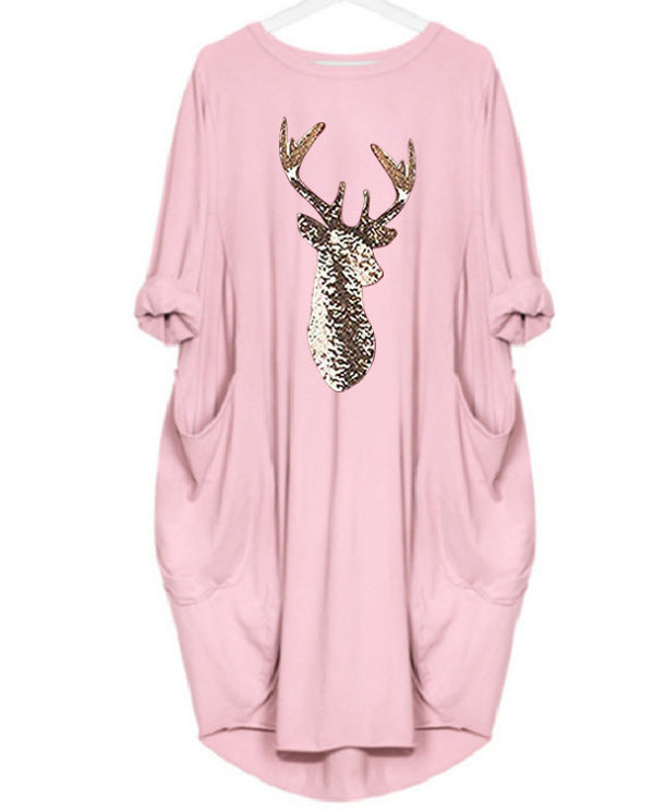Christmas Pattern Printed Sweater Dress