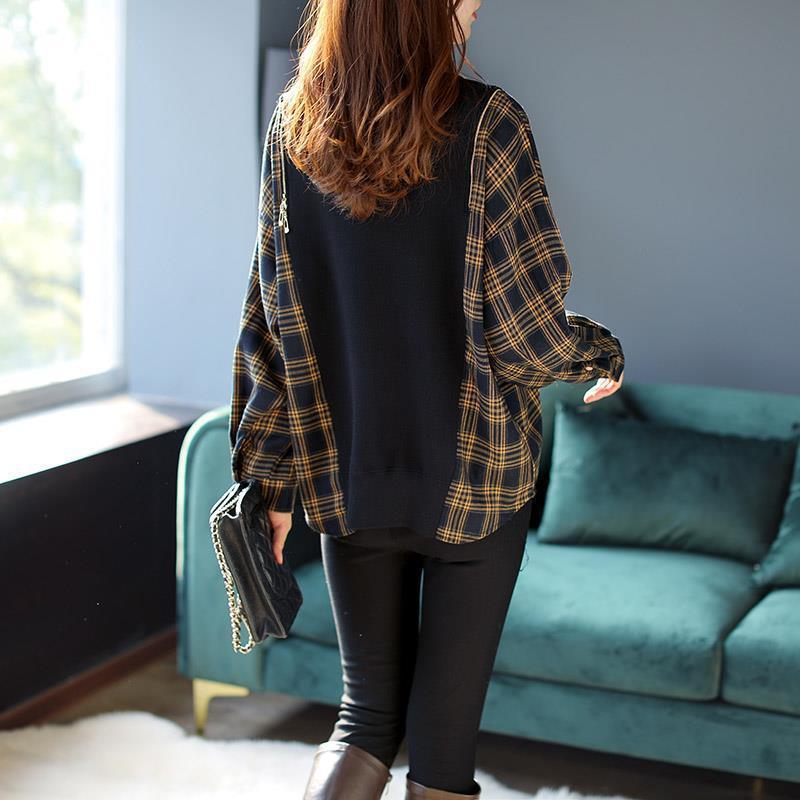 Plaid Stitching Knitwear
