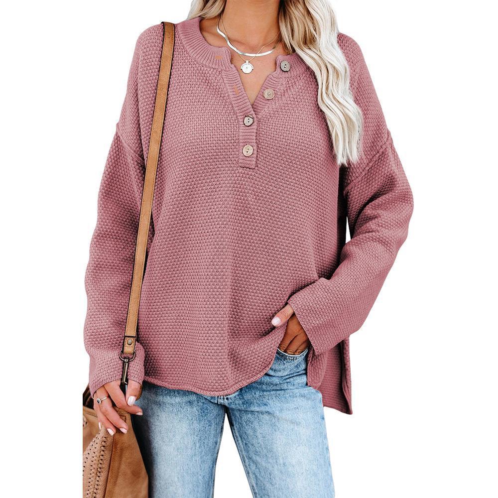 Button Half-Open Collar Slim Fit Sweater