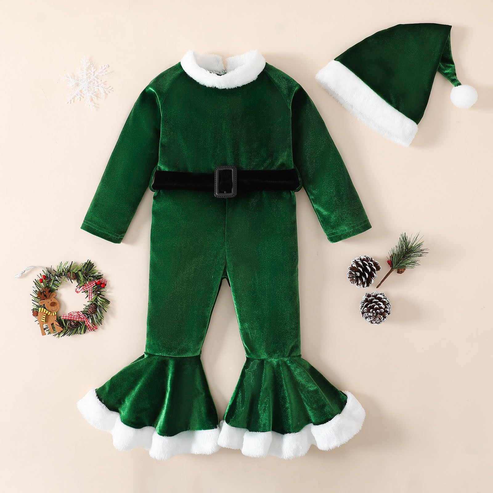 Christmas Long-Sleeved Flared Dress