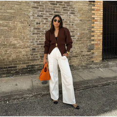 V-Neck Button Knitted Cardigan Sweater