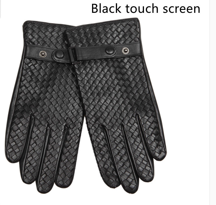 Leather Men's Woven Thin Gloves