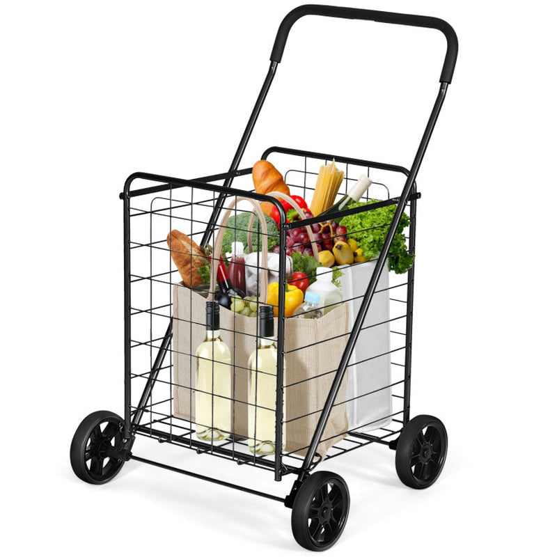 Portable Folding Shopping Cart Utility for Grocery Laundry