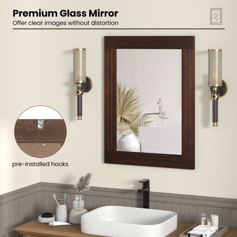 Wood Framed Wall Mirror for Bedroom Living Room Vanity Entryway