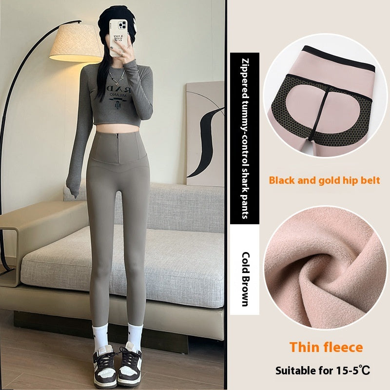 Winter High Waist Slim Zipper Pants